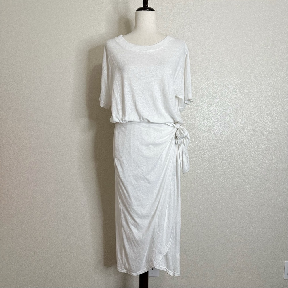 Free People Beach White Tie Waist Midi Dress, Sz Small